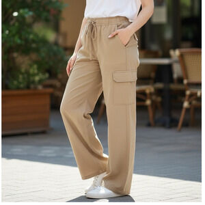 Sanctuary Pants Size XL NEW Light Khaki Soft Relaxed Fit Straight Leg Cargo